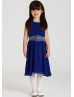 Ruched Chiffon Beaded Knee Length Flower Girl Dress